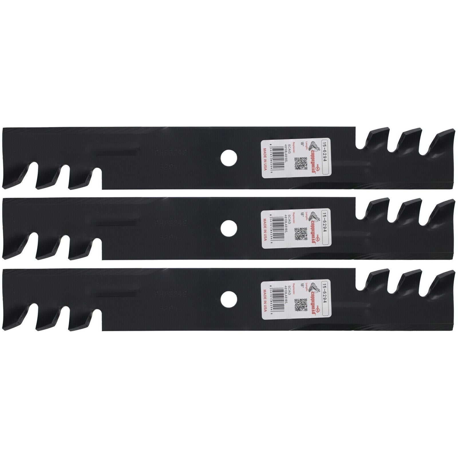 3 Pack of Rotary Copperhead UNIVERSAL MULCHING BLADE 18" X 5/8"  Compatible with : 32022,  11211102, 105-7781-03, PL4206,  363291, 103-6584