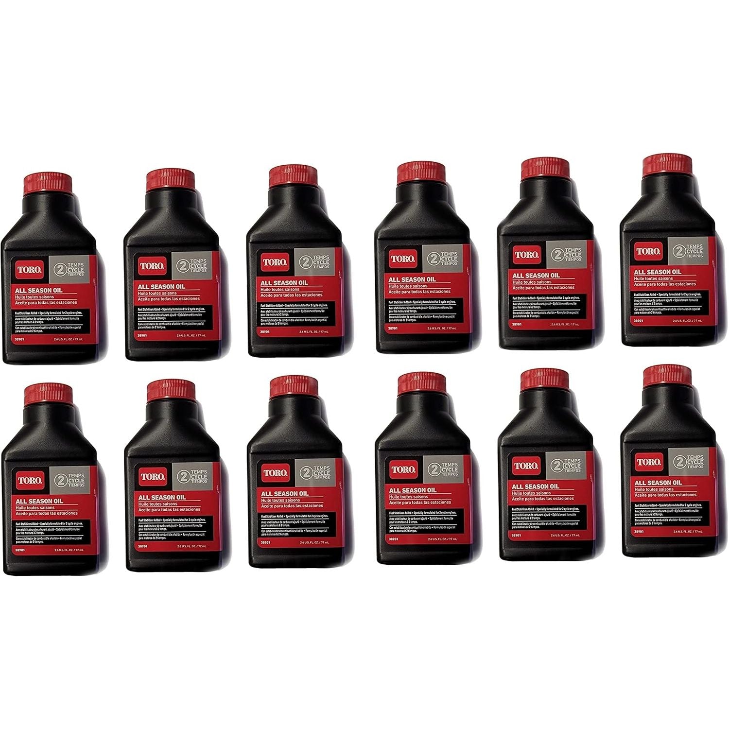 Genuine Toro OEM 12 Pack of 38901 2-Cycle Engine Oil with Fuel Stabilizer, 2.6oz.