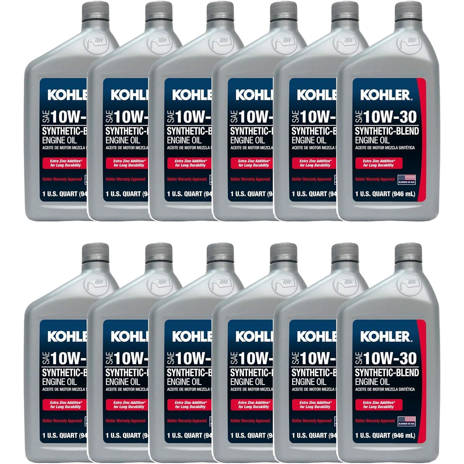 Kohler OEM 12 paquetes de 25 357 65-S ACEITE, QUART 10W30 MEZCLA DE SINTÉTICO