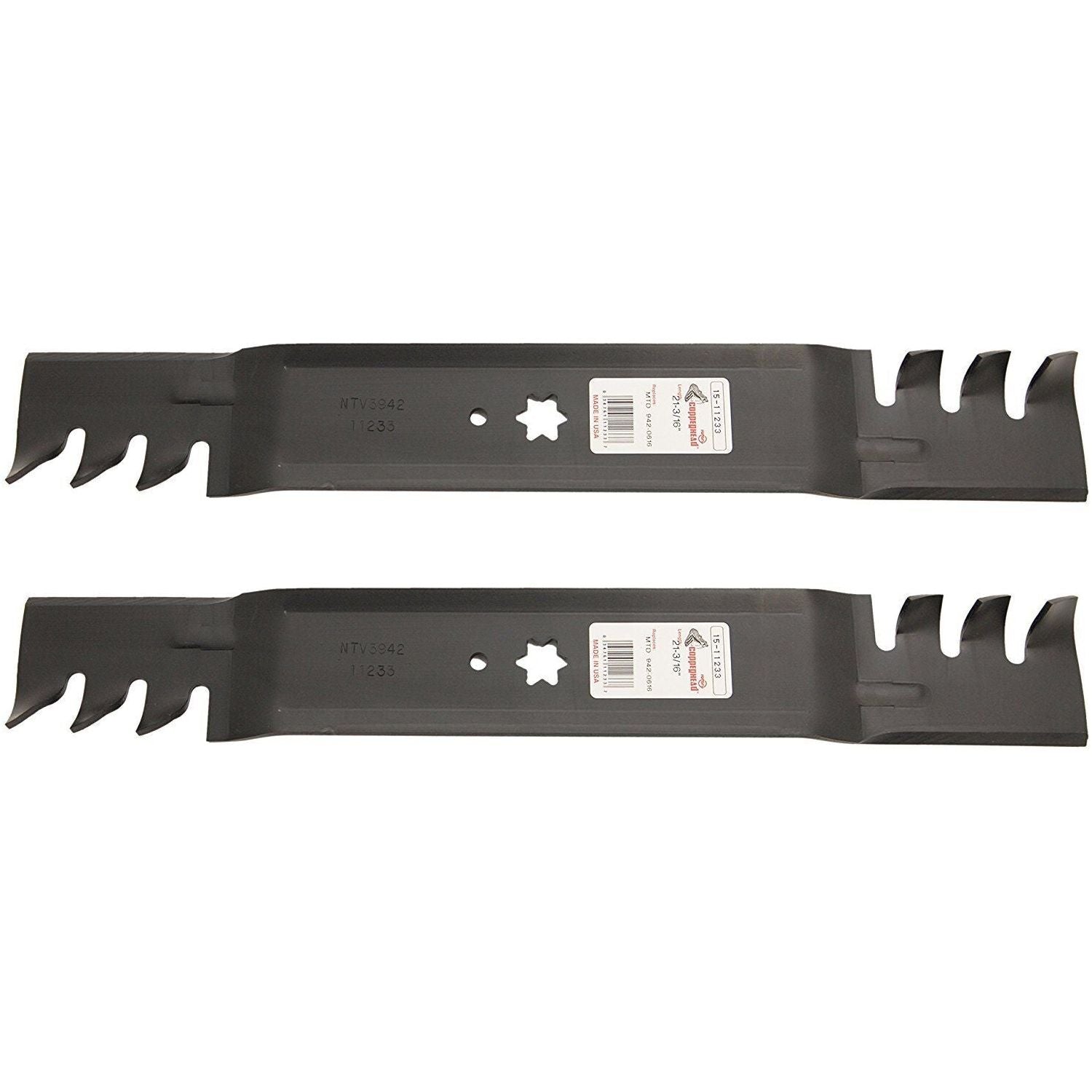 2 Pack of Rotary BLADE 21-3/16" X 6 POINT STAR MTD COMMERCIAL MULCHING Compatible with : 742-04126, 742-0616, 742P04308X, 942-04126, 942-04126-X, 942-04308-X